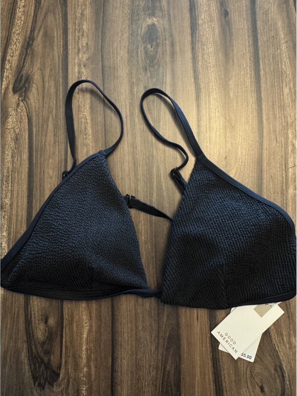 Good American Triangle Bikini Top Black Women's NWT